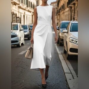 Round Neck Sleeveless Midi Dress